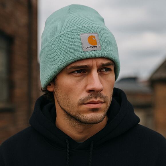 Carhartt A18 Knit Cuffed Beanie Mint Green Acrylic Hat Workwear Streetwear - Picture 1 of 5